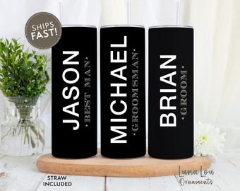 Groomsman Tumbler, Personalized Best Man Gift, Matching Wedding Party Cups, Bachelor Party Gift for Groomsmen