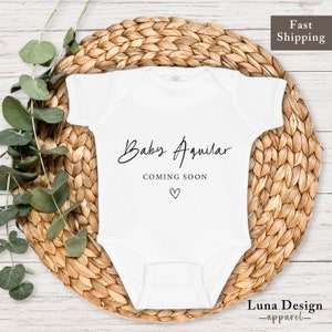 Baby Onesie® Pregnancy Announcement Personalized Bodysuit, Baby Due 2024, Baby Coming Soon