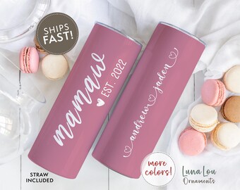 Personalized Mamaw Tumbler, Mothers Day Gift for Mamaw with Grandkids Names, Skinny Travel Mug, Grandma Birthday Gift