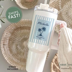 Vacation Tumblers, 40oz tumbler with Handle Personalized Beach Girls Trip Cups, Custom Beach Bachelorette, Family Vacation Tumblers
