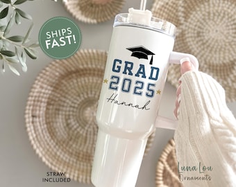 Personalized Graduation Tumbler, 40oz Tumbler with Handle, Class of 2025 Gift, Custom Graduation Gift, Senior Gift, Class of 2025 Cup