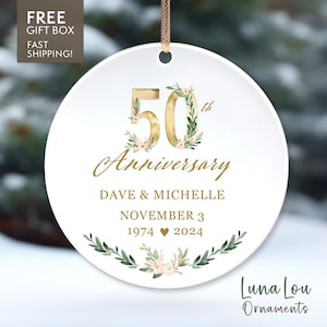 50th Anniversary Christmas Ornament, Personalized Anniversary Gift, 50th Golden Wedding Anniversary, Marriage Gift, Gift for Parents