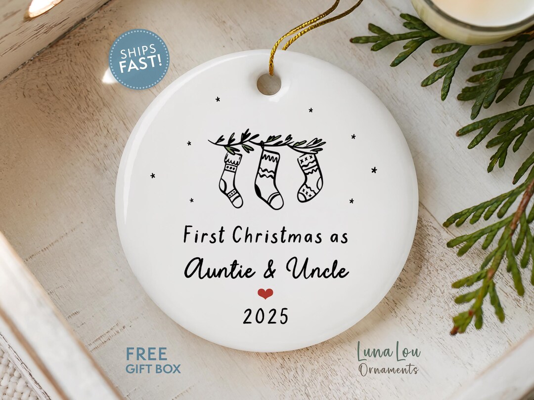 First Christmas as Auntie and Uncle Ornament, Personalized New Aunt and ...