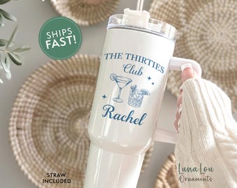Personalized 30th Birthday Tumbler with Handle 40oz, 30th Birthday Mug, Custom Thirty Birthday Cup with Name, 30th Birthday Gift