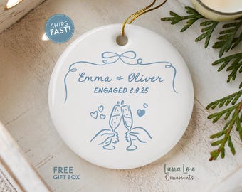 Personalized Engaged Ornament, Custom Engagement Gift for Couple, First Christmas Engaged Keepsake, Just Engaged Present, Future Mr & Mrs