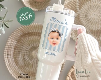 Personalized Baby Face 40oz Tumbler with Handle, Custom Photo Mother’s Day Gift, New Mom Gift for Mother's Day, Mom Birthday Cup