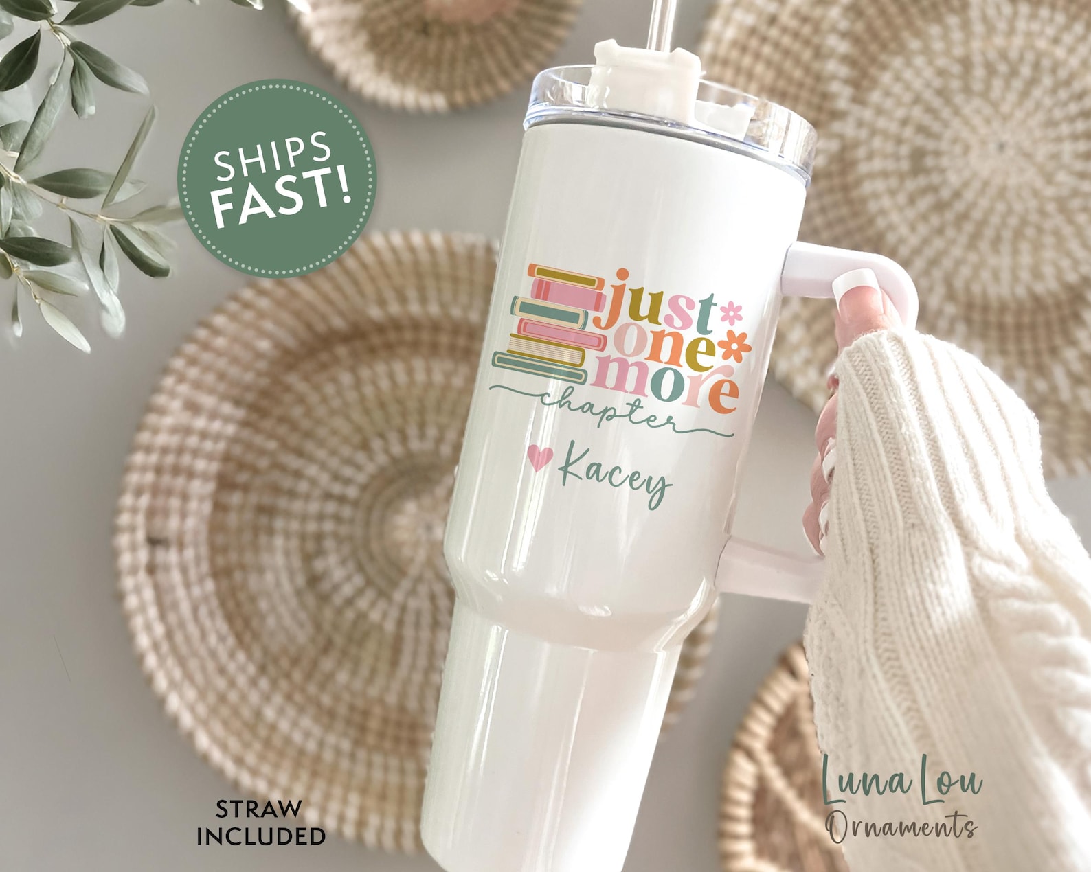 Personalized Book Lover Tumbler with Handle