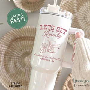Cowgirl Bachelorette Tumbler with Handle, 40oz Last Rodeo Bach Party Travel Cup, Personalized Country Nashville Bachelorette Party Cups