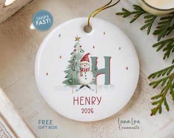 Child's Name Christmas Ornament, Personalized Kids Initial Ornament, Custom Boy Christmas Keepsake, Girl Name Ornament