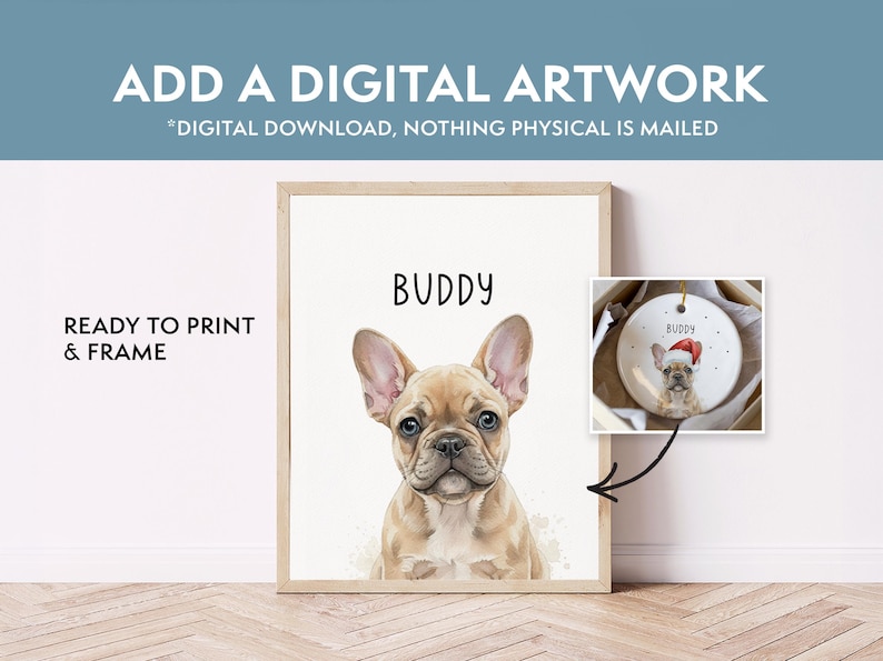 Custom Dog Photo Ornament, Personalized Pet Portrait from Photo, Watercolor Dog or Cat Keepsake, Dog Mom Dad Gift, Pet Lover image 4