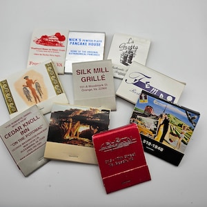 Vintage matches from Virginia, matchbook/matchboxes, set of 10.