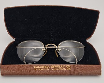 Vintage Shuron 1/10 12K Gold Filled Half-rimmed Eyeglasses W/ Wire