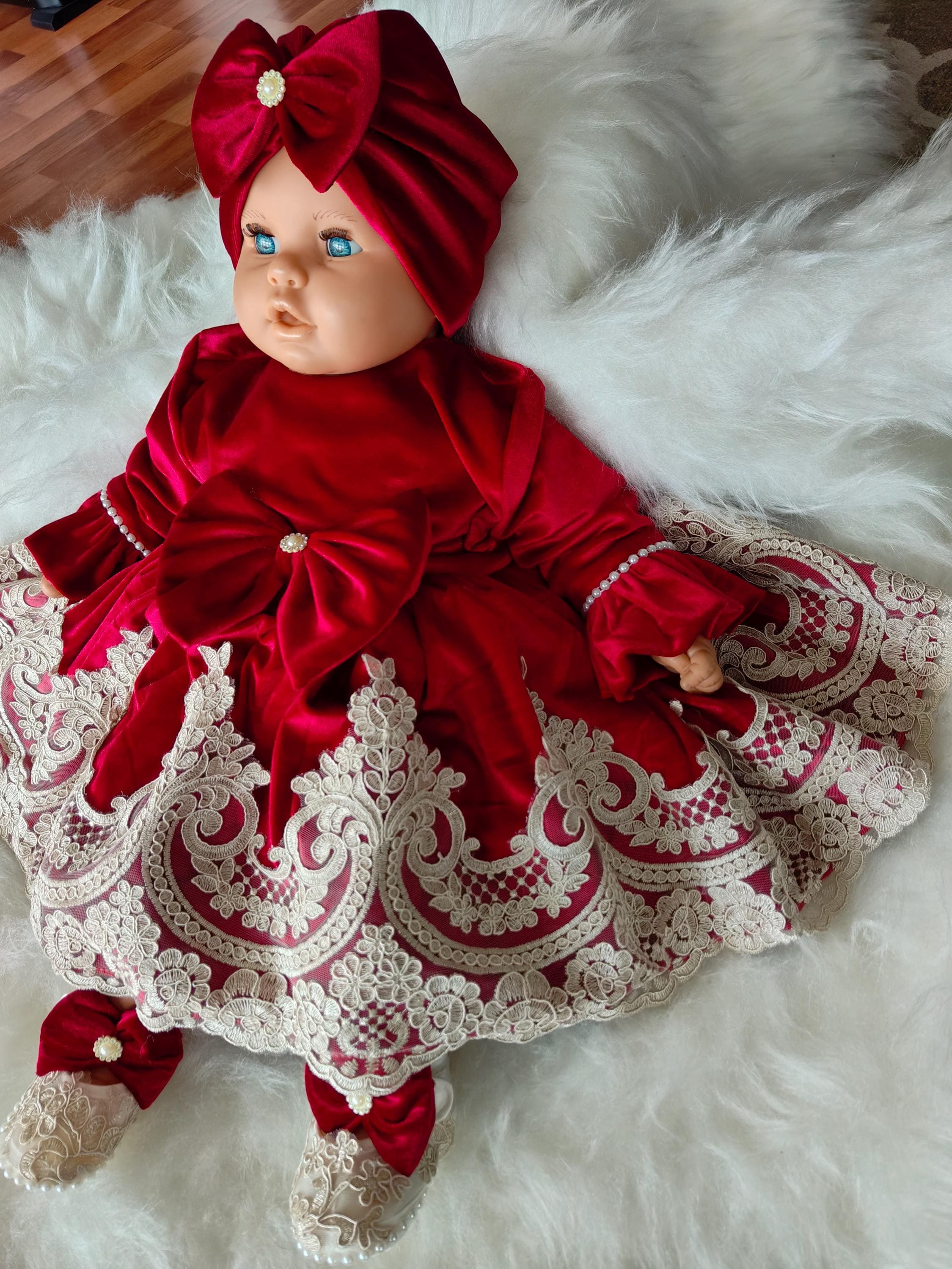 Burgundy Gold Tutu Baby Christmas Reindeer Girls Red Gold Stars