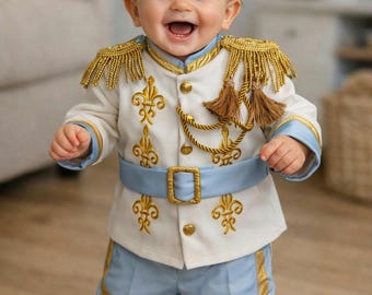 Babykostuum prins prins, kostuum eerste verjaardag prins, koninklijk babypakje, cake-smash-outfit, luxe outfit babyjongen