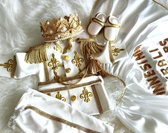 Royal Prince Costume for Boys, Baptism Outfit, First Birthday King Outfit, Custom Cape Set