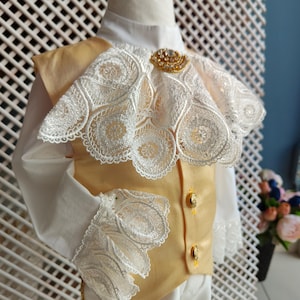 Elegant Beauty and the Beast Inspired Prince Outfit with Lace and Cape for Special Occasions