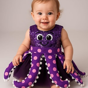 Bolofofos Volvo Octopus Baby Costume | Purple Sea Animal Outfit | Handmade Toddler Birthday or Halloween Costume