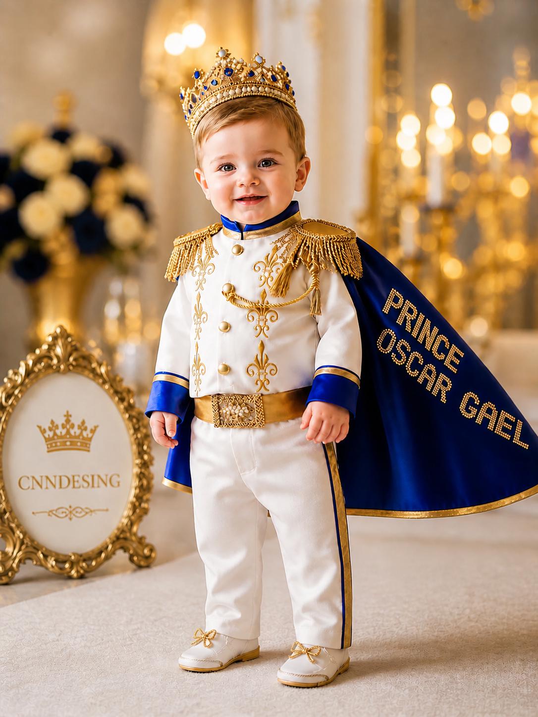 prince birthday dress Royal Baby Boy Prince Costume Outfit Birthday King Suit Toddler Photoshoot  Luxury Velvet Cape Crown Set  simmiunique