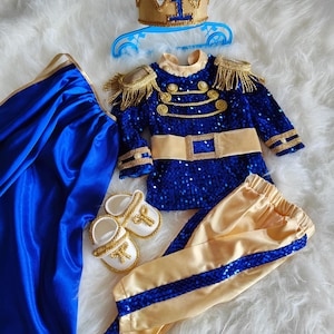 Fantasia de príncipe para bebê menino, fantasia de príncipe do Mickey Mouse, roupa personalizada para bebê menino com nome na capa, fantasia temática do Mickey feita sob encomenda com capa