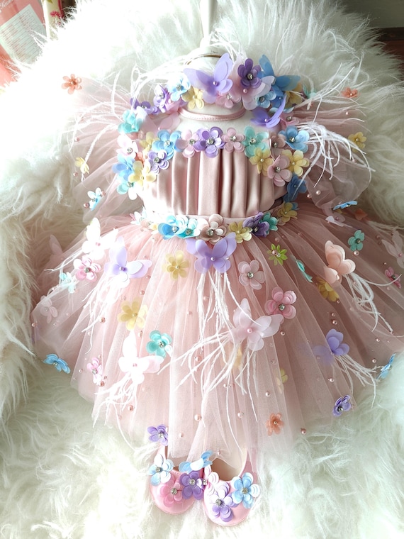 butterfly jersey tutu dress Handmade Flower Garden Baby butterfly theme dress for baby girl