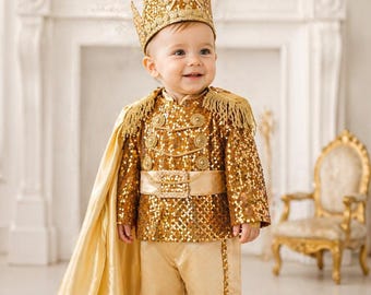 Royal Prince Outfit for Baby Boy, Little King Costume, Luxury Birthday Set