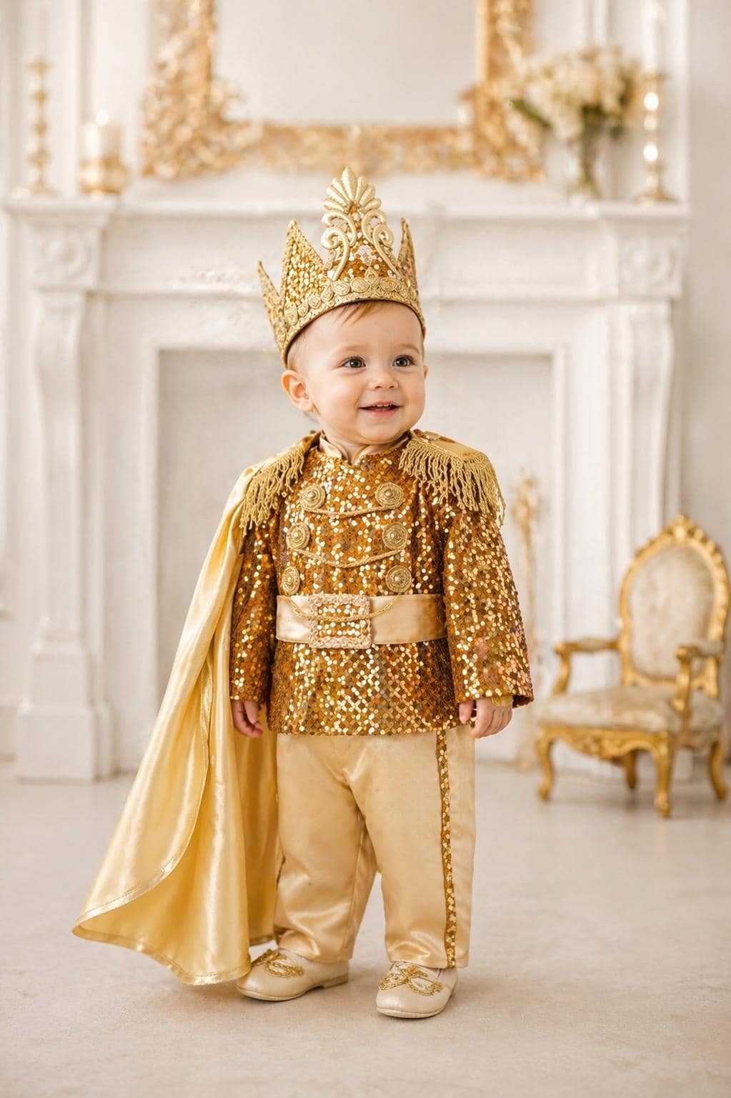 prince theme birthday dress Royal Outfit for Baby Boy, Little King Costume, Luxury Set A line wedding dress burning man catching look on stage Color:IVY GREEN