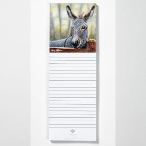 Magnetic Notepad w/ Donkey Artwork | Cute Donkey Memo Pad