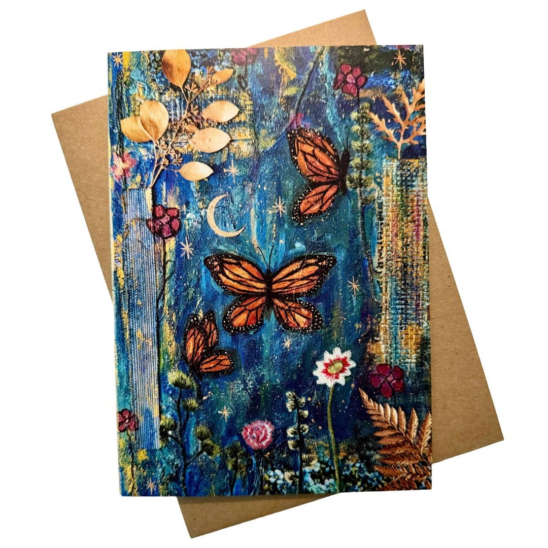 Butterfly and Floral All-occasion Blank Note Card With Envelope - Etsy