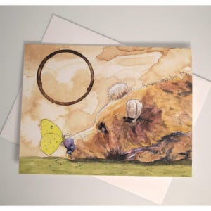Bear with Butterfly Cute Blank All-Occasion Friendship Card/Perfect for Birthday, Get Well, Thinking of You and Thank You Messages