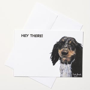 Dachshund Dog “Hey There" All-Occasion Flat Note Eight-Card Set/Gift for Pet Lover, Dog Mom/Notecards with Envelopes/Thinking of You