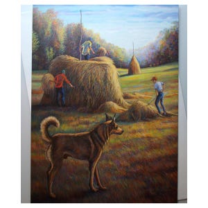 Hayfield with Dog Blank All-Occasion Notecard with Envelope