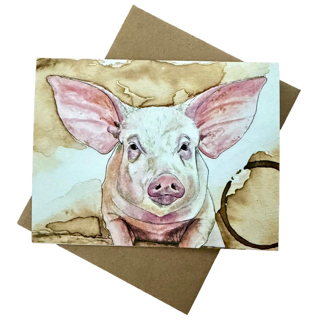 Pig All-occasion Fine Art Note Card | Single or Boxed Set of 4, 8 or 20 ...