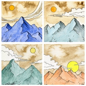 Mountain Scenes All-Occasion Blank Square Four-Card Notecard Set/Father’s Day, Retirement or Birthday Gift/Nature-Inspired Greeting Cards