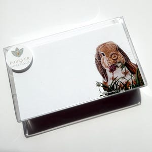 Floppy-Eared Bunny "Love Notes" Pack of 60 Tiny Cards |  For Lunch Box Notes, Gift Tags, Place Cards, Contact Cards | Gift for Rabbit Lovers