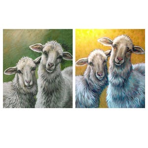Sheep Twins All-Occasion Blank Notecard Set with 4 Cards & Envelopes/Cute Sheep Art Stationery/For Birthday, Thank You, Thinking of You/Gift