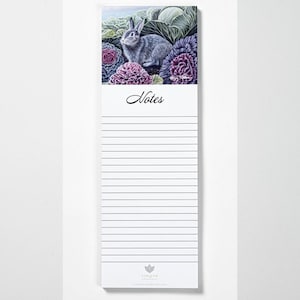 Bunny in Cabbage Patch Magnetic Notepad | Cute Bunny Art Fridge Tablet