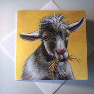 Goat All-Occasion Blank Notecard or 4-Card Set/Fun Animal Card for Kids’ Birthdays, Thinking of You and Friendship Messages/Farm Theme Gift
