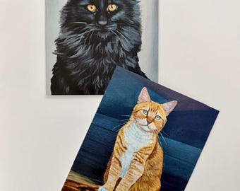 Cat All-Occasion Blank Boxed Notecard Set | Black Cat and Orange Cat | 4 Card Set