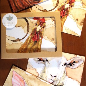 Farm Animals All-Occasion Blank Boxed Notecard Set/Easter Gift/Kids Birthdays/Chicken, Cow, Pig and Sheep Cards