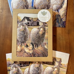 Sheep & Hen Notecard Set: Farm Animal Greeting Cards
