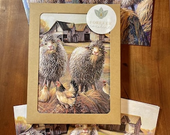 Sheep and Hens All-Occasion Blank Boxed Notecard Set | 4 Card Set