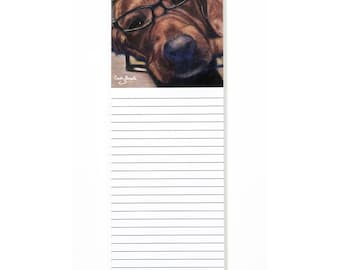 Magnetic Notepad w/ Golden Retriever Art | Cute Dog Memo Pad