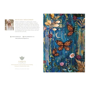 Butterfly and Floral All-Occasion Blank Card Featuring Metallic Blue and Gold, Half Moon/Birthday, Thank You & Thinking of You