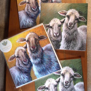 Sheep Twins All-Occasion Blank Notecard Set with 4 Cards & Envelopes | Original Sheep Art Stationery