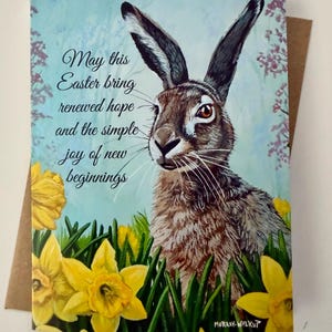 Easter Bunny & Daffodils Greeting Card | Single or Boxed Set of 4, 8 or 20