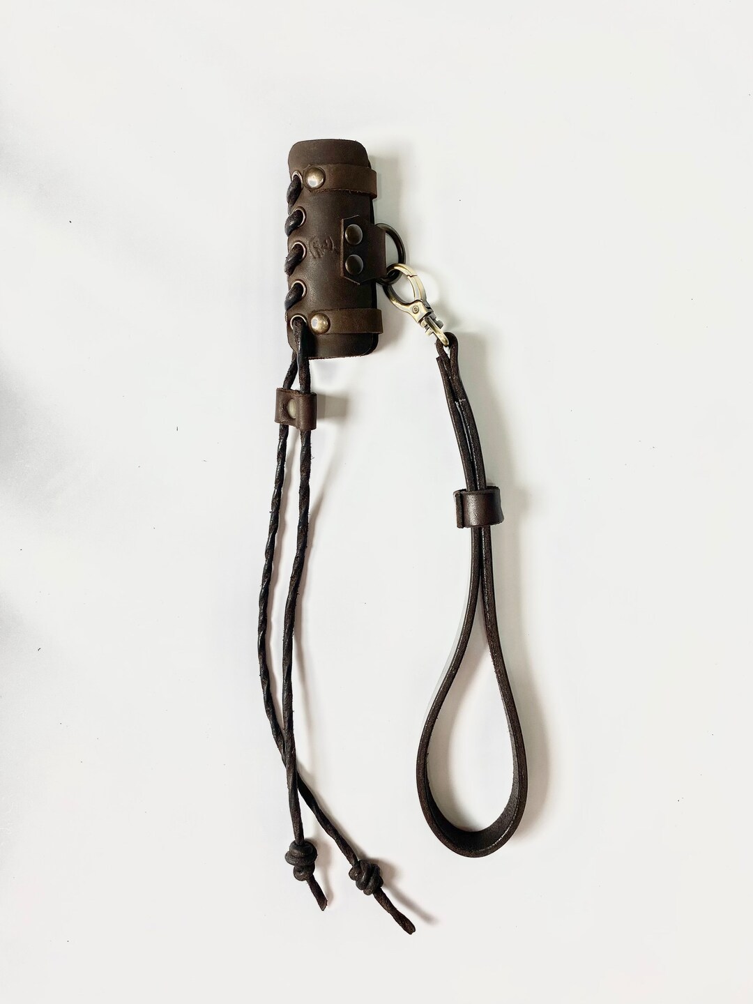 Brown Large Leather Walking Stick Wrist Cord & Walking Cane Wrist Strap