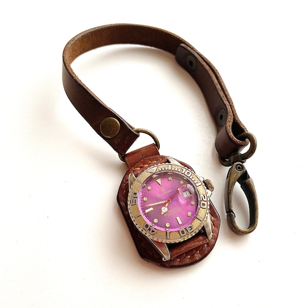COSTOM MADE| Leather watch saddle, Pocket watch holder, Watch leather fob, Watch leather strap, watch cord| manufacturing to individual size