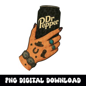 Téléchargement numérique graphique png dr pepper yallternative cowgirl western pour sublimation de tshirt ou dtf