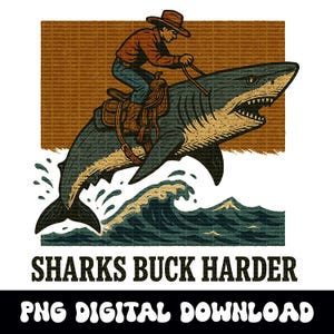 Sommer vintage Cowboy auf Hai Strand png Grafik digitaler Download für Sublimation oder dtf