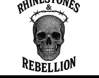 Rhinestone Skull PNG, Edgy Western Graphic (Digital Download)